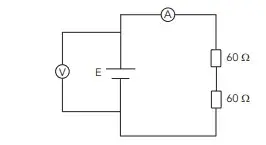 O circuito abaixo representa uma instalação elétrica, sendo a corrente registrada no amperímetro A igual a 100 mA