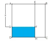 A figura a seguir representa um quadrado ABCD de lado igual a 5 cm. Nele, observa-se o quadrado AEFG, cujo lado mede x cm, sendo 0 < x < 5