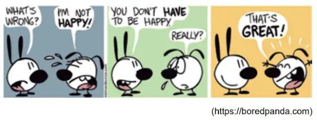  From the comic strip, one can say that happiness