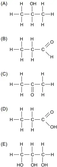 Dos líquidos apresentados na tabela, aquele para o qual o ângulo α assume o menor valor possui fórmula estrutural: 