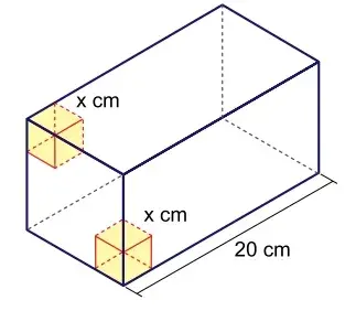  Ao adotar o valor máximo para x, o volume do prisma remanescente, após a retirada dos cubos, será igual a: